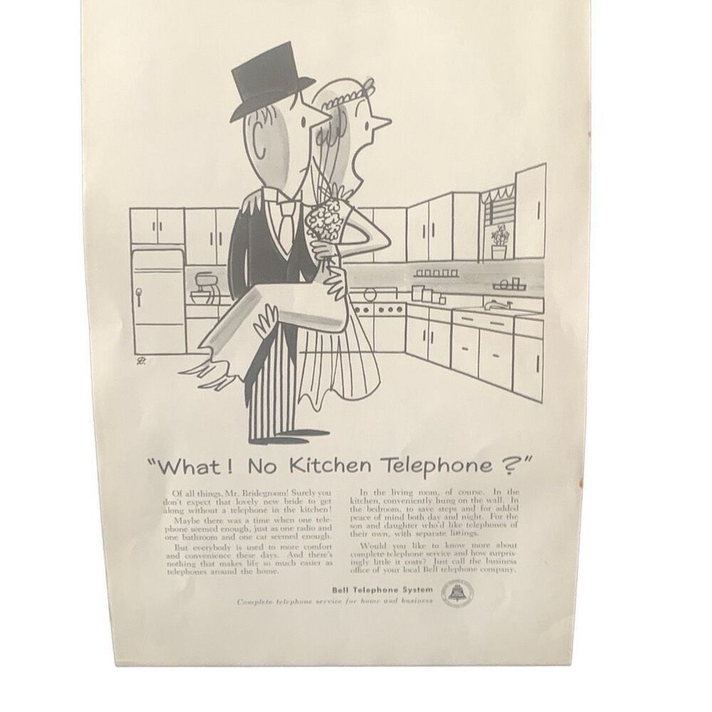 Vintage 1955 Bell Telephone No Kitchen Telephone Ad Advertisement